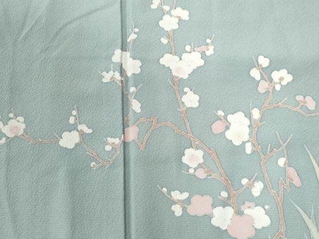 平和屋着物●訪問着　友禅　流水群鶴草花文　暈し染め　正絹　逸品　CABG0545yc