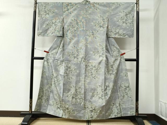 平和屋着物●本場大島紬　白大島　7マルキ　総絣　草花文　正絹　逸品　CABG0557yc