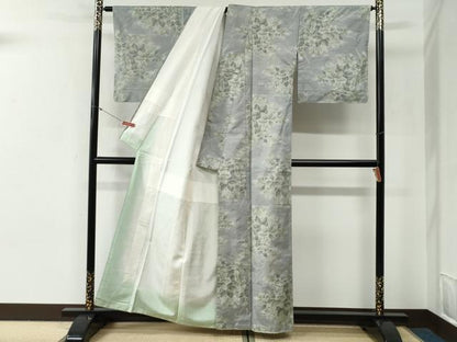 平和屋着物●本場大島紬　白大島　7マルキ　総絣　草花文　正絹　逸品　CABG0557yc
