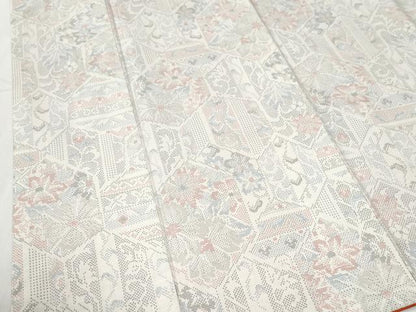 平和屋着物●本場大島紬　白大島　9マルキ　吉祥花唐草文　正絹　逸品　CABG0558yc