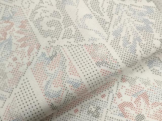 平和屋着物●本場大島紬　白大島　9マルキ　吉祥花唐草文　正絹　逸品　CABG0558yc