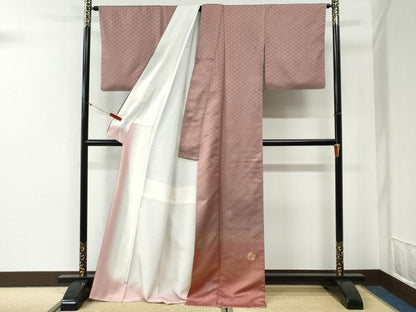 平和屋着物●色留訪問着　作家物　松皮菱松竹梅丸文　暈し染め　金糸　ロング丈　正絹　逸品　CABG0560yc