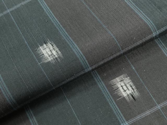 平和屋着物●上質な紬　彩景譜　格子　反端付き　正絹　逸品　CABG0562yc