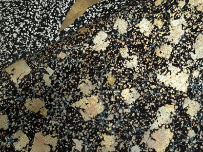 平和屋着物●訪問着　作家物　飛鶴箔散らし　たたき染め　黒地　金彩　正絹　逸品　CABG0563yc