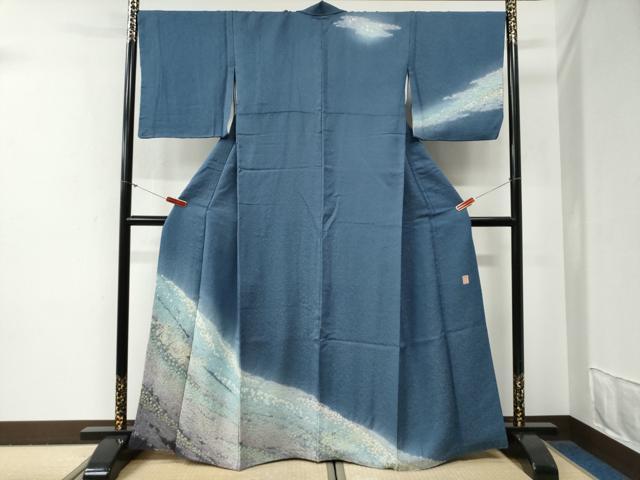 平和屋着物●十日町 名門 滝泰謹製 中国三大刺繍 相良刺繍 訪問着 朧染め 重ね絞り 辻が花 暈し染め 金通し地 鈴乃屋扱い 逸品 CABG0564yc