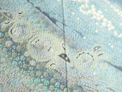 平和屋着物●十日町 名門 滝泰謹製 中国三大刺繍 相良刺繍 訪問着 朧染め 重ね絞り 辻が花 暈し染め 金通し地 鈴乃屋扱い 逸品 CABG0564yc