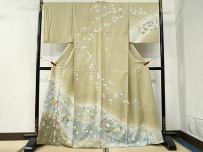 平和屋着物●訪問着　友禅　草花文　暈し染め　正絹　逸品　CABG0571yc