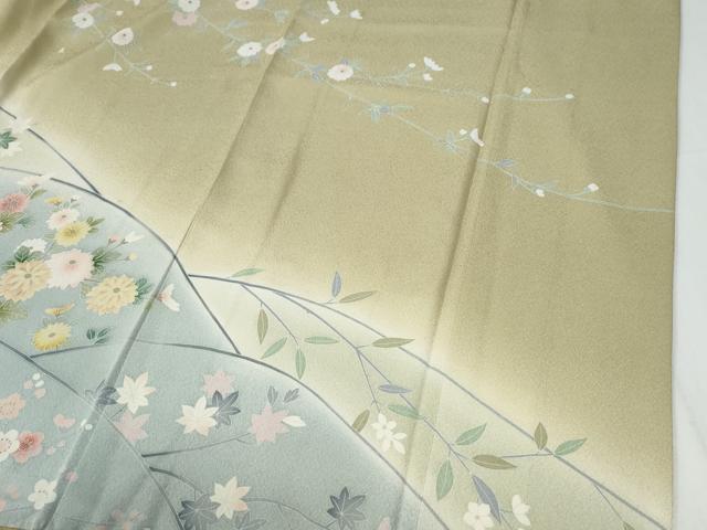 平和屋着物●訪問着　友禅　草花文　暈し染め　正絹　逸品　CABG0571yc