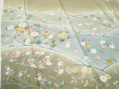 平和屋着物●訪問着　友禅　草花文　暈し染め　正絹　逸品　CABG0571yc