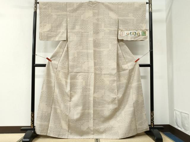 平和屋着物●結城紬　80亀甲　飛び亀甲柄　吉祥文　証紙付き　正絹　逸品　未使用　CABG0575yc