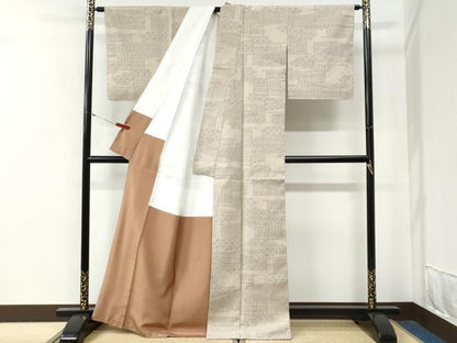 平和屋着物●結城紬　80亀甲　飛び亀甲柄　吉祥文　証紙付き　正絹　逸品　未使用　CABG0575yc