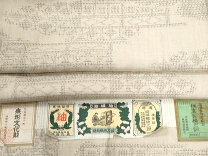 平和屋着物●結城紬　80亀甲　飛び亀甲柄　吉祥文　証紙付き　正絹　逸品　未使用　CABG0575yc
