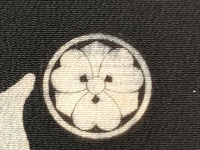 平和屋本店●アンティーク　大正ロマン　振袖　駒刺繍　檜扇吉祥松竹梅花文　黒地　金彩　正絹　逸品　CABG0576yc