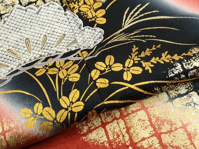 平和屋着物●豪華振袖　駒刺繍　花唐草松吉祥文　暈し染め　金彩　正絹　逸品　CABG0578yc