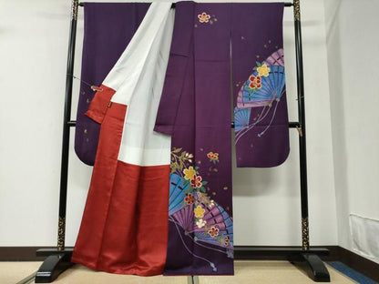 平和屋着物●豪華振袖　檜扇舞桜文　金彩　正絹　逸品　CABG0579yc