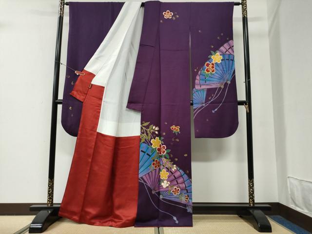 平和屋着物●豪華振袖　檜扇舞桜文　金彩　正絹　逸品　CABG0579yc