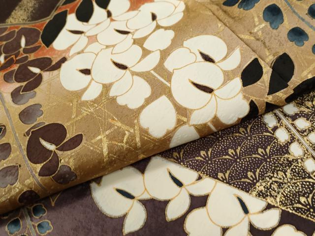 平和屋着物●豪華振袖　駒刺繍　地紙藤花房　暈し染め　金彩　正絹　逸品　CABG0580yc