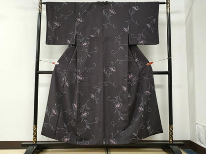 平和屋着物●上質な小紋　葡萄花唐草文　正絹　逸品　CABG0582yc