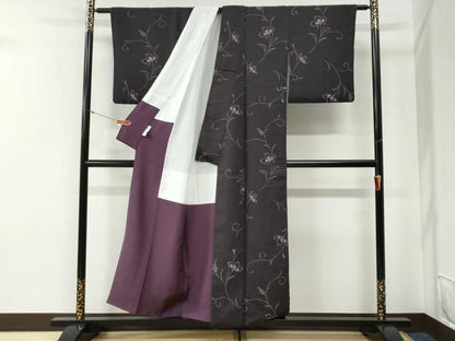 平和屋着物●上質な小紋　葡萄花唐草文　正絹　逸品　CABG0582yc