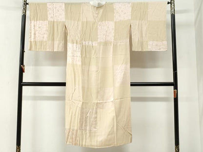 平和屋着物●長襦袢　無双仕立て　市松草花文　やまと誂製　正絹　逸品　CABG0584yc