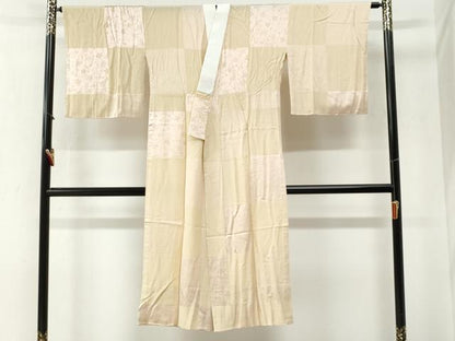 平和屋着物●長襦袢　無双仕立て　市松草花文　やまと誂製　正絹　逸品　CABG0584yc