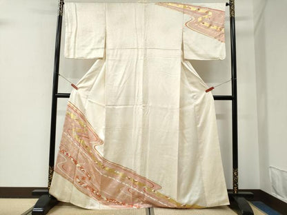 平和屋着物●訪問着　駒刺繍　鬘帯地紙吉祥花文　金彩　正絹　逸品　CABG0586yc