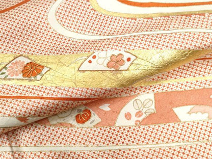 平和屋着物●訪問着　駒刺繍　鬘帯地紙吉祥花文　金彩　正絹　逸品　CABG0586yc