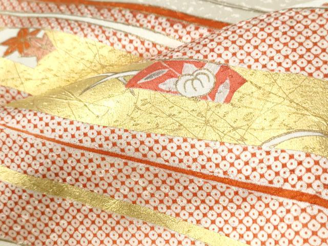 平和屋着物●訪問着　駒刺繍　鬘帯地紙吉祥花文　金彩　正絹　逸品　CABG0586yc