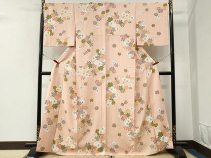 平和屋着物●上質な小紋　楓文　正絹　逸品　CABG0588yc