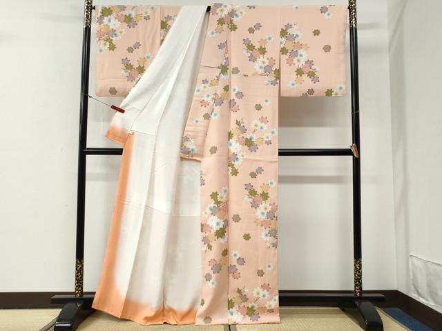 平和屋着物●上質な小紋　楓文　正絹　逸品　CABG0588yc
