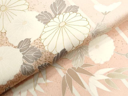 平和屋着物●訪問着　駒刺繍　笹竹菊文　金彩　ロング丈　正絹　逸品　未使用　CABG0589yc