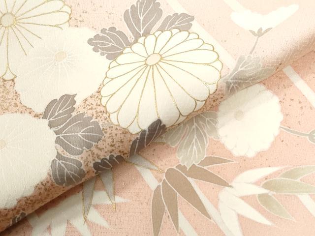 平和屋着物●訪問着　駒刺繍　笹竹菊文　金彩　ロング丈　正絹　逸品　未使用　CABG0589yc