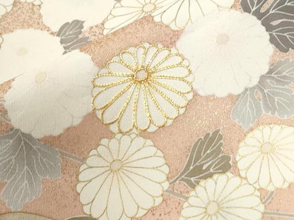 平和屋着物●訪問着　駒刺繍　笹竹菊文　金彩　ロング丈　正絹　逸品　未使用　CABG0589yc