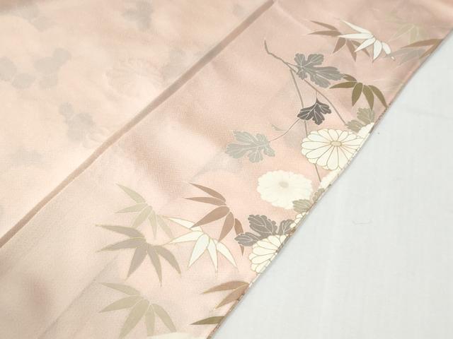 平和屋着物●訪問着　駒刺繍　笹竹菊文　金彩　ロング丈　正絹　逸品　未使用　CABG0589yc