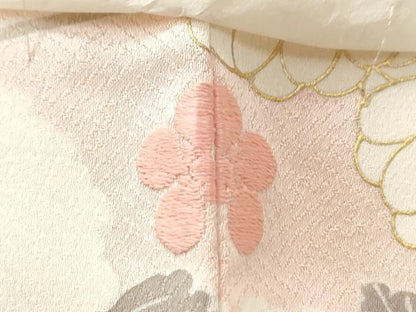 平和屋着物●訪問着　駒刺繍　笹竹菊文　金彩　ロング丈　正絹　逸品　未使用　CABG0589yc
