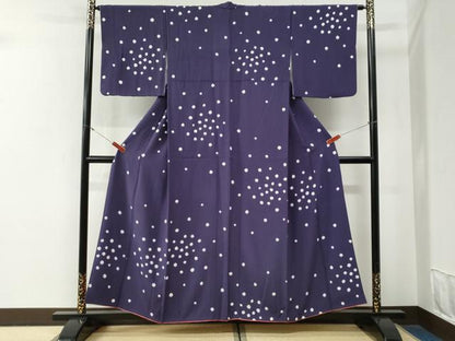 平和屋着物●上質な小紋　絞り　丸文　正絹　逸品　CABG0596yc
