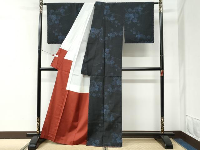 平和屋着物●上質な紬　葡萄蔦の葉文　正絹　逸品　未使用　CABG0597yc