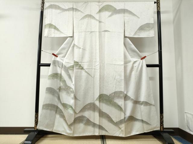 平和屋着物●訪問着　刺繍　遠山箔散らし　金彩　正絹　逸品　CABG0602yc