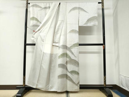 平和屋着物●訪問着　刺繍　遠山箔散らし　金彩　正絹　逸品　CABG0602yc