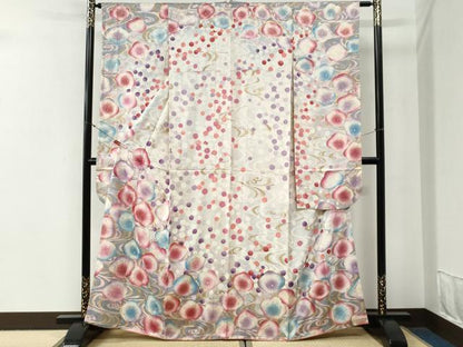 平和屋着物●豪華振袖　駒刺繍　流水梅文　金彩　正絹　逸品　CABG0603yc