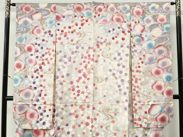 平和屋着物●豪華振袖　駒刺繍　流水梅文　金彩　正絹　逸品　CABG0603yc