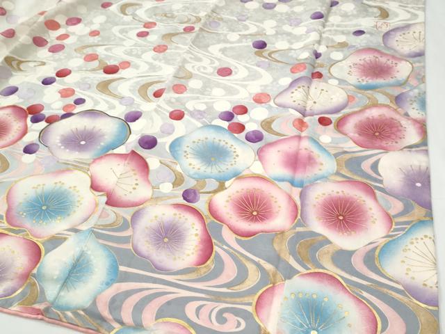 平和屋着物●豪華振袖　駒刺繍　流水梅文　金彩　正絹　逸品　CABG0603yc