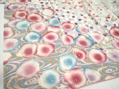 平和屋着物●豪華振袖　駒刺繍　流水梅文　金彩　正絹　逸品　CABG0603yc