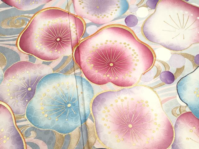 平和屋着物●豪華振袖　駒刺繍　流水梅文　金彩　正絹　逸品　CABG0603yc