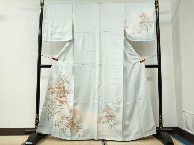 平和屋着物●訪問着　雲取り松竹梅舟花文　暈し染め　金彩　正絹　逸品　未使用　CABG0604yc
