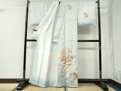 平和屋着物●訪問着　雲取り松竹梅舟花文　暈し染め　金彩　正絹　逸品　未使用　CABG0604yc
