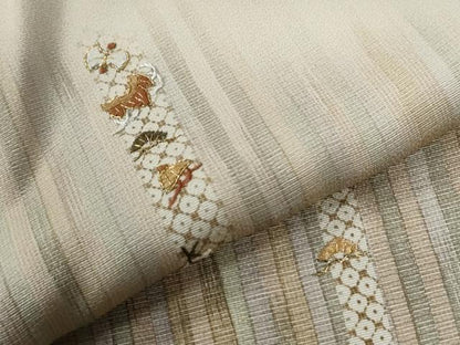 平和屋着物●訪問着　刺繍　宝尽くし松笹文　暈し染め　金糸　正絹　逸品　CABG0608yc