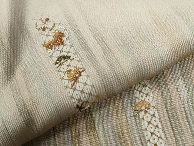平和屋着物●訪問着　刺繍　宝尽くし松笹文　暈し染め　金糸　正絹　逸品　CABG0608yc