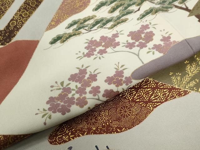 平和屋着物●訪問着　吉祥花松文　金彩　正絹　逸品　未使用　CABG0610yc
