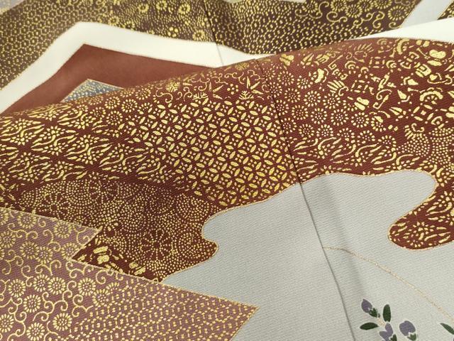 平和屋着物●訪問着　吉祥花松文　金彩　正絹　逸品　未使用　CABG0610yc